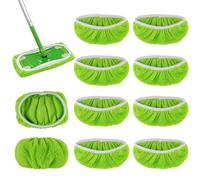 10 Piezas para Swiffer Mopa Recambios Húmedo y Seco Reutilizables 25,4x11,5cm Kit, Recambio para Swiffer Sweeper Mop Fregona, para Limpieza de Suelos Duros