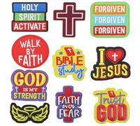 10 piezas parche bordado cristiano inspirador conjuntos bíblicos tácticos militares gancho y lazo nylon Jesús parche apliques accesorios para chaleco, chaqueta, ropa, sombrero, mochilas, pantalones