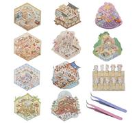10 Piezas Pegatinas 3d Sticker Scene, DIY 3D Stickers Aesthetic, Stickers 3d House Adecuado Para adultos y Niños Para Aliviar el Estrés Laboral(con Pinzas)