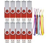 10 Piezas Pendrives 1 GB Económico Pen Drive Rojo Giratorio Memoria USB 2.0 1GB Regalo Portátil Flash Drives Almacenamiento con 10 Unidades Cordones para Música Fotos Vídeo Películas MP3 by FEBNISCTE