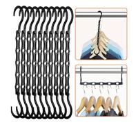 10 Piezas Perchas Ropa Ahorra Espacio con 5 Agujeros, Percha Mágicas Multiple de Plástico Negro, Colgador Almacenamiento Armario Resistente, Organizador de Ropa para Casas y Dormitorio Universitario