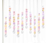 10 Piezas Perlas de Silicona con Forma de Flor Glass Suncatcher for Windows Forma de Margaritas de Silicona Cristal Colgante Colgante de Prisma de Cristal, Redondas, Sueltas, Collares, Pulseras
