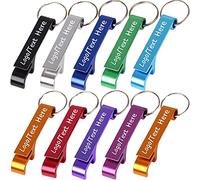10 piezas personalizado Llavero abrebotellas a granel para hombres y mujeres,Personalizada Abrebotellas de cerveza de lata de metal Favores de banquete de boda, grabado con logotipo, texto