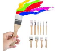 10 Piezas Pinceles de Pintura de Madera Versatilidad Set, Profesionales Pincel Pintura Acrílica de Nailon, Pintura Artista Pintar Pinceles para Óleo Acuarela Lienzo Tableros