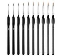 10 Piezas Pinceles de Pintura en Miniatura Profesionales Juego de Brochas de Pintura de Arte para Pintura Acrílico, Acuarela, Óleo, Cara, Uñas, Pintura de Modelo, Dibujo Lineal (Negro)