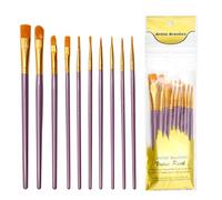 10 Piezas Pinceles para Pintura, of Pinceles De Nylon para Acuarela, óleo, Cara, Dibujo De Líneas, para Artistas, Adultos Y Niños (Purple)