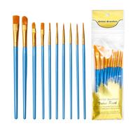 10 Piezas Pinceles para Pintura, of Pinceles De Nylon para Acuarela, óleo, Cara, Dibujo De Líneas, para Artistas, Adultos Y Niños (Blue)