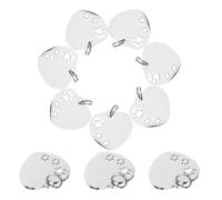 10 Piezas Placa Identificativa Perro Corazón en Blanco | Diseño Hueco de Huella, Color Plata, para Mascota y Llavero, Compacto y Resistente