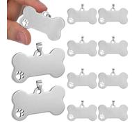 10 Piezas Placa Perro de Metal en Forma de Hueso, Resistente | Acero Inoxidable, Colgante para Gato y Perro, Diseño Hueco, Anti Óxido, Fuerte y No se Deforma