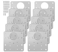 10 Piezas Placas de Soportes de Reparación de Bisagras de Acero Inoxidable, con Orificio y Tornillos,para Armario, Gabinete, Muebles, Cajón, Ventana