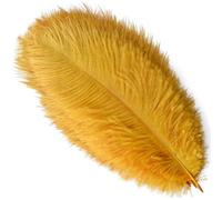 10 Piezas Plumas de Avestruz Naturales 10-12Inch (25-30cm), Plumas Grandes Para Decoración de Bodas en Casa, Manualidades, Jarrón de Plumas de Avestruz (Dorado)