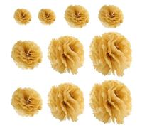 10 Piezas Pompones de Papel Dorados, Decoración | Bola Floral Colgante, Material de Papel , para Compromiso y Fiesta de Cumpleaños