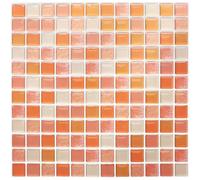 10 piezas por lotes de pegamento de cristal para azulejos de mosaico 3D autoadhesivo, impermeable, papel pintado para baño, cocina, hogar, decoración de bricolaje (naranja rojo)