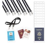 10 Piezas Porta Tarjetas Colgante,20,5 x 10,8 cm Transparente Porta Tarjetas Identificativas,Acreditaciones Colgantes con 10 Negras,Funda Tarjeta Identificación para Negocios,Oficinas,Escuelas