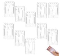 10 Piezas Porta Tarjetas Identificativas Badge Holder Transparente de Plástico Duro Soporte Vertical con Ranura para el Pulgar para Oficina Escuela