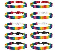 10 Piezas Pulseras Tejido Arcoiris, Colores Boho Surf Pulsera, Pulseras Surf Tejidas Ajustables , Pulseras Trenzadas Multicolor, Pulseras Hilo Multicolor, para Mujeres, Hombres Tobilleras Muñeca (A)
