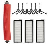 (10 piezas) Q Revo S Kit de accesorios de repuesto para aspiradoras robot Roborock QRevo S, QRevo Pro, Qrevo MaxV, QRevo Plus, 1 cepillo giratorio, 3 filtros HEPA, 6 cepillos laterales, Negro