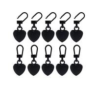 10 piezas Reemplazo de Tirador de Cremallera, Metal Desmontable Kit de Tirador de Cremallera en Forma de Corazón Zipper Puller para Abrigos Mochilas Chaquetas Pantalones Vaqueros Maleta (Negro)