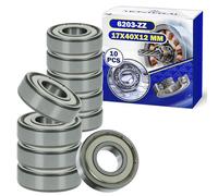 10 Piezas Rodamientos de Bolas 6203ZZ para el Motor con Tamaño 17x40x12 mm - MONTERAL
