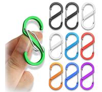 10 piezas S Mosquetón de clip de llavero, Aleación de aluminio mosquetón en forma de S hebilla, Doble primavera clip, Adecuado para el hogar, mochilas, senderismo al aire libre, camping,viajes,llaves.