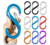 10 piezas S Mosquetón de clip de llavero, Aleación de aluminio mosquetón en forma de S hebilla, Doble primavera clip, Adecuado para el hogar, mochilas, senderismo al aire libre, camping,viajes,llaves.