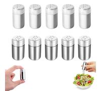 10 Piezas Salero de Acero inoxidable Salero Pequeño con Tapa Especiero de Viaje Mini Salero para llevar Agujero en Forma de S/P para Guardar sal Pimienta Vainilla Azúcar