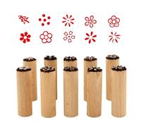 10 Piezas Sellos para Arcilla Herramientas para CeráMica de Madera Natural, Sello de Modelado Columnas con Patrones de Flores para Masa Pastelería Galletas DIY Tarjetas Scrapbooking (5x1.5cm)