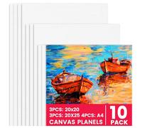 (10 Piezas) Set de Lienzo para Pintar, Canvas para Pintar de Algodón Preestirados Blancos para Pintura Acrílica y Acuarela, Lienzos para Pintar Niños, Pintura para Principiantes y Estudiantes.