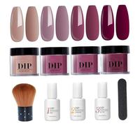 10 piezas/set Dip Powder Nail Kit 4 Color Nail Powder Set con base y activador de capa superior para uñas francesas Manicure Salon Diy en casa, 1