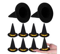 10 Piezas Sombrero de Brujas Mini Negro de Fieltro para Botellas | Accesorios Disfraz de Bruja, Gorro de Bruja Halloween, Decoración Artesanal para Fotos y Mesas