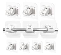 10 Piezas Soporte Barra Cortina Sin Taladrar, Soporte de Gancho de Cortinas, Autoadhesivas para cortinas, Soporte de Barra de Cortina Transparente, Adecuado Hotel, Armario, BañO, Dormitorio (Blanco).