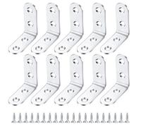10 Piezas Soporte de Esquina 90 Grados, Soportes de ángulo de Pared, Soporte de Estante de Acero Inoxidable en Forma de L, Escuadra Estanteria con Tornillos - 40*40*2 mm