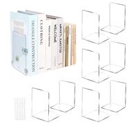 10 Piezas Sujetalibros de Acrílicos, Sujeta Libros Estanteria, Antideslizante Sujetalibros Estanteria Transparentes para Oficina, Escuela, Biblioteca, 18 x 12 x 12cm