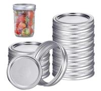 10 Piezas Tapas para Conservas para Tarros Mason, 70 mm Tapas de Conservas de Boca Ancha, Portada para Botes de Cristal Reutilizables para Almacenar Especias, Cereales, Mermeladas y Bebidas （plata）