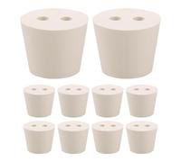 10 Piezas Tapón de Goma con Doble Agujero Forma Cónica Beige | Sello Hermético a Prueba de Fugas, Uso en Laboratorios de Química, Técnicos y Estudiantes, Compatible con Matraces y Buretas