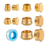 10 Piezas Tapón de Latón 1/8 1/4 3/8 1/2 3/4 Pulgada Tapa de Latón con Cinta de Materia Prima Tapon Ciego Hembra Laton con Hexagonal para Tubos Agua Potable Sistema de Calefacción