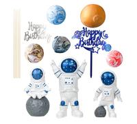 10 Piezas Tarta Astronauta Decoración de Pastel Happy Birthday Cake Topper Decoración para Tartas Espaciales para Decoracion Tarta Fiesta TemáTica Espacial, Decoración Hogareña