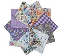 10 piezas Tela de Algodón 25x25 cm Telas Patchwork de Algodón Patrón de Flores Telas Decorativas Costura Retales Tela Cuadrados Precortados (Violeta)