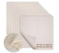 10 Piezas Tela Filtrante, 6 Piezas (50 x 50 cm) + 4 Piezas (60 x 60 cm), Colador de Tela Lavable, Tela para Queso Filtros de Muselina Alimentos para Colar Jugo, Queso, Té, Especias