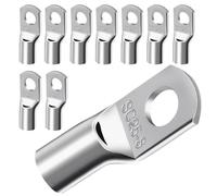 10 Piezas Terminales Eléctricos 25mm² M8,Extremos de Cables de Batería Sin Aislamiento para Batería Coche,Moto,Barcos,Conectores de Cable de Cobre Estañado Engrosado,Terminales de Anillo Kit