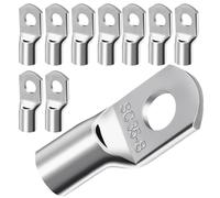 10 Piezas Terminales Eléctricos 35mm² M8,Terminales de Anillo Kit,Conectores de Cable de Cobre Estañado Engrosado,Extremos de Cables de Batería Sin Aislamiento para Batería Coche,Moto,Barcos