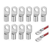 10 piezas terminales tubulares 50 mm² M8, terminal de crimpado desnudo SC50-8 terminales eléctricas de engarzado de 50 mm², conector de cable redondo ojal de cobre estañado anillo de cable