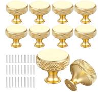 10 Piezas Tiradores Armario Redondo con Tornillos, Tirador Cajones Aleación Aluminio 30 mm, Pomos Gabinete Dorados Vintage, Paquete Mango Tocador, Perillas Puerta para Muebles Cocina