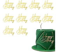 10 Piezas Topper Cake Cumpleaños, Oro Happy Birthday Cake Topper Adornos Acrílicos Decoraciones de Tartas Cupcakes para Fiesta de Cumpleaños Baby Shower (Oro B)
