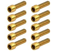 10 Piezas Tornillos de Vástago de Bicicleta M5x20mm, Disco Freno Pinza Con Arandelas, Para Potencia de Bicicleta de Montaña (Gold)