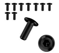 10 Piezas Tornillos M6 × 16,Tornillos Cabeza Plana,Tornillos Negros,Tornillos Hexagonal,Acero Inoxidable A2 V2A,Rosca Completa(M6 x 16)