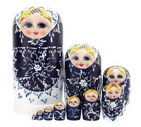 10 piezas tradicional ruso anidación muñecas de madera pintada a mano Matryoshka Babushka Arte Popular Figuras coleccionables Artístico