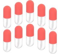 10 Piezas Tubo de Brillo Labial Vacío 4, 5ml Plástico Rojo | Rellenable, Ligero Fugas, Formato Mini de Moda, Apto para Aceite y Tinte Labial
