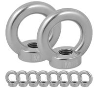 10 Piezas Tuerca Anillo M8, Tuercas Circular Acero Inoxidable 304, Sujetador Hilo Interno, Accesorios Elevación Pulido Superficies para Montaje Cuerda, Macetas, Estantes Columpio, Barcos, Yates(Plata)
