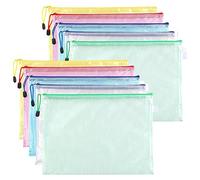 10 Piezas Zip Folder, Bolsas de Documentos A4, Bolsa de Archivo de Cremallera A4, Carpetas de Documentos de Malla, Bolsas con Cremallera, para Recibos, Oficina, Viaje, Escolar, 5 Colores (A4)